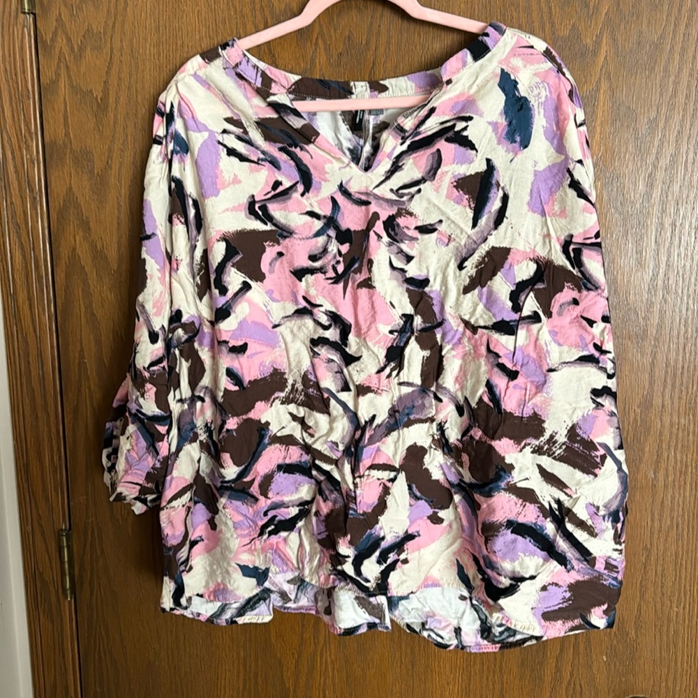 Pretty print pull on blouse
